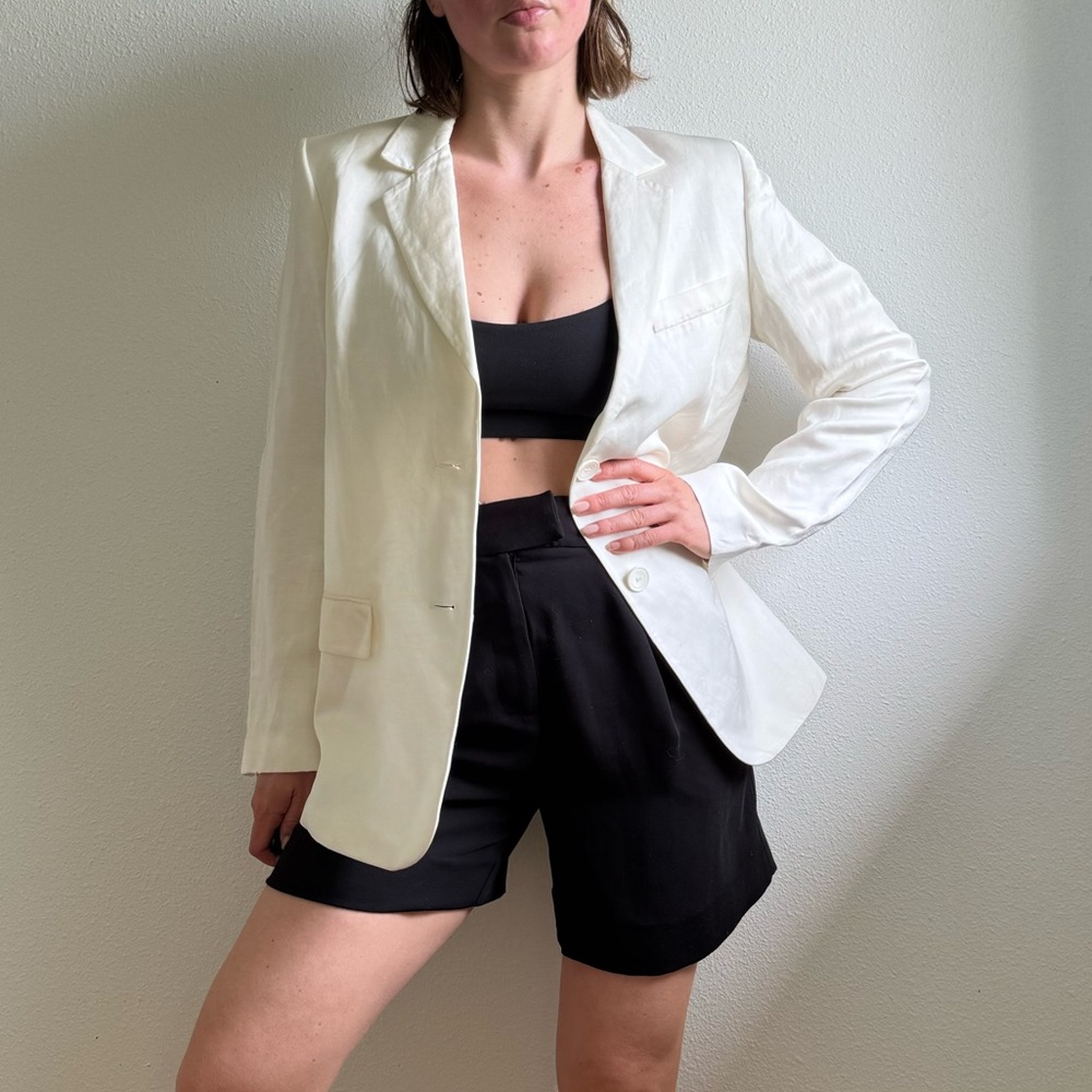 Zara NWOT Ivory Linen and Viscose Women’s Tailored Blazer Oversized size XS - Picture 6 of 16